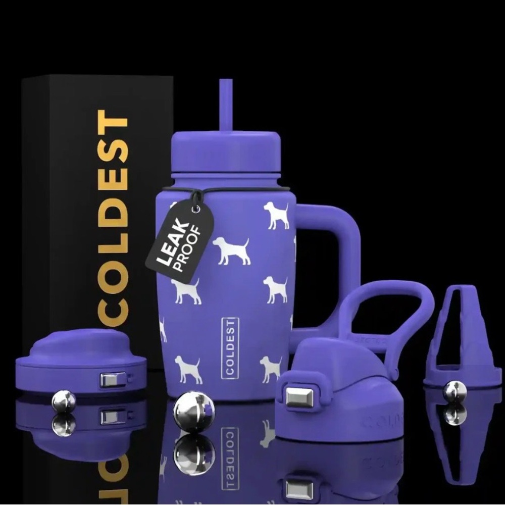 Coldest Cup 15oz Leak Proof Tumbler, Puppy design, I 3 choices of lids. NWB
